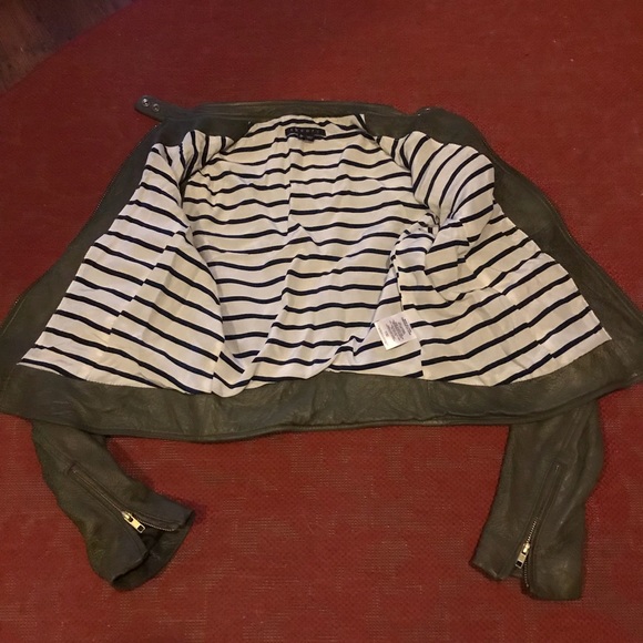 Theory gray leather jacket, petite - Picture 2 of 8